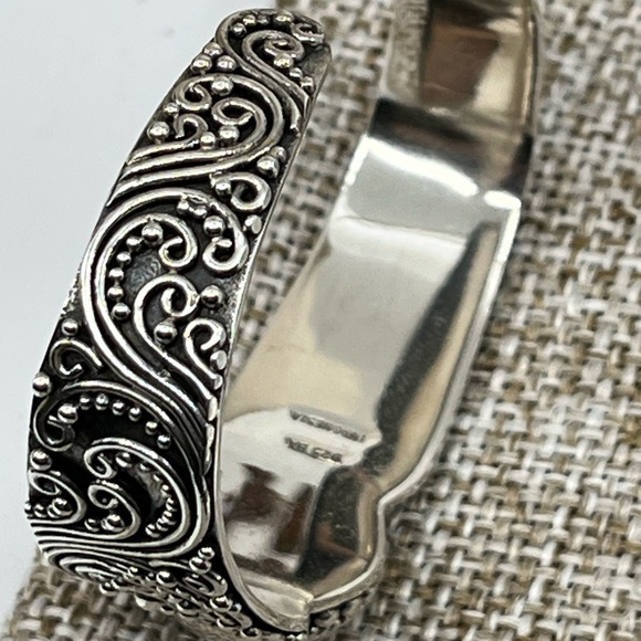 Vintage Suarti Bali 925 Sterling Silver Mother-of-Pearl Cuff Bracelet - Picture 9 of 16